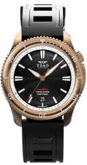BRONZE TORSK-DIVER - SUNRAY BLACK Watches Tsao Baltimore DOMED SOLID NATURAL RUBBER 