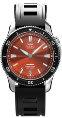 STEEL TORSK-DIVER - CAMDEN ORANGE Watches Tsao Baltimore DOMED SAPPHIRE NATURAL RUBBER 