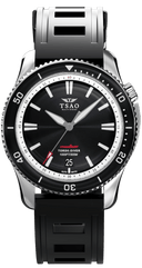 STEEL TORSK-DIVER - SUNRAY BLACK Watches Tsao Baltimore DOMED SAPPHIRE NATURAL RUBBER 