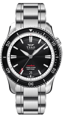 STEEL TORSK-DIVER - SUNRAY BLACK Watches Tsao Baltimore DOMED SAPPHIRE STEEL BRACELET 